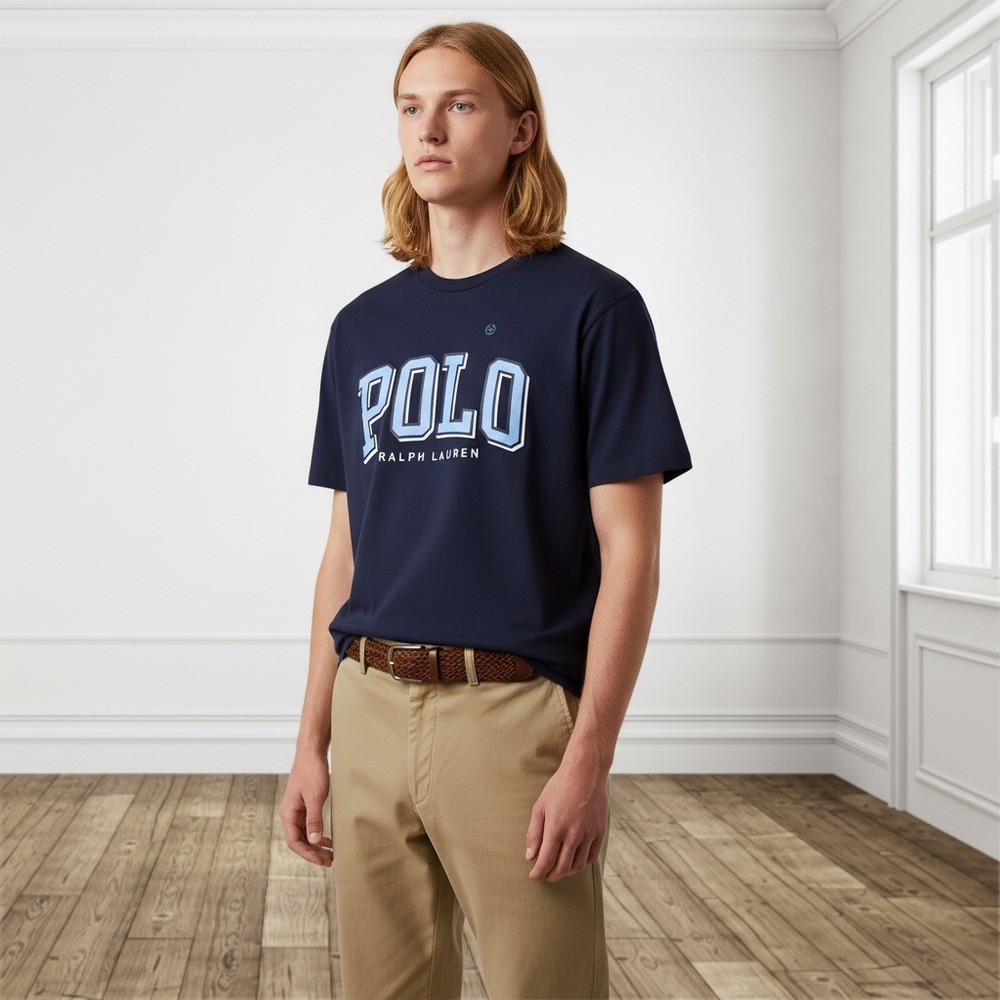 Polo Ralph Lauren Mens 4XLT Navy Blue Graphic Logo Crew Neck T-Shirt New